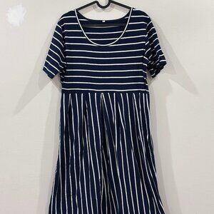 Striped Empire-Waist Maternity Dress